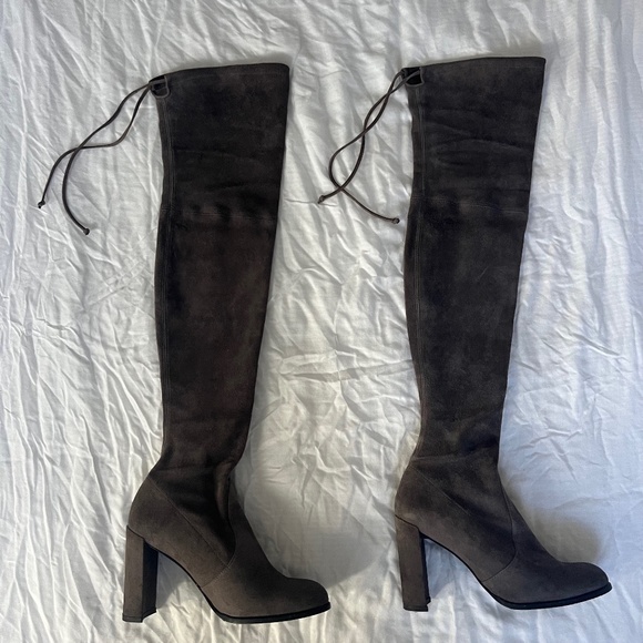 Stuart Weitzman Highland Suede Over-The-Knee Boot Slate 7.5